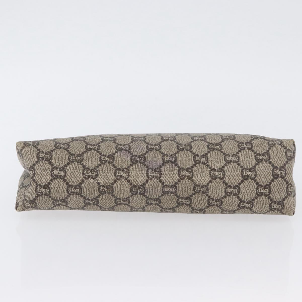 GUCCI GG Plus Supreme Clutch Bag PVC Beige Auth ka2920
