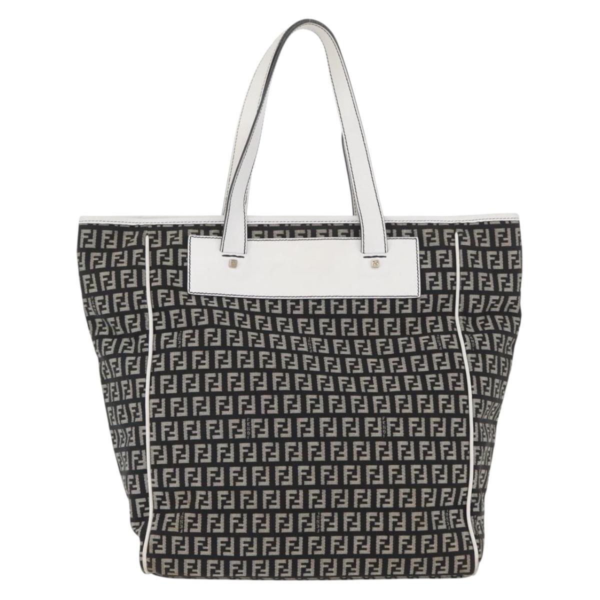 FENDI Zucchino Canvas Tote Bag Black Gray Auth ka2926