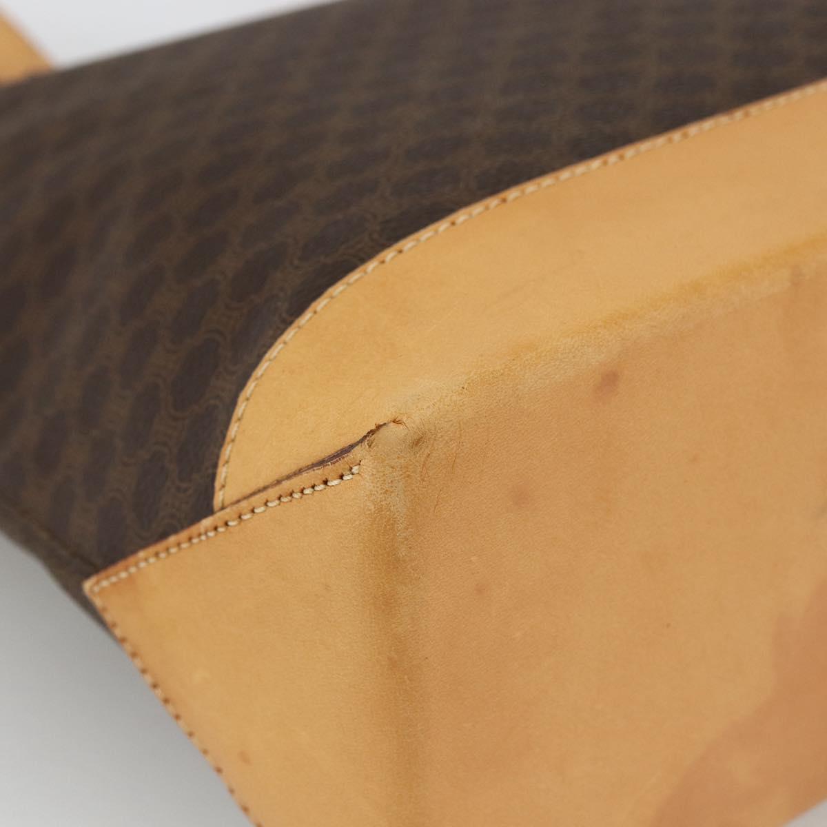 CELINE Macadam Canvas Tote Bag PVC Leather Brown Gold Auth ka2928