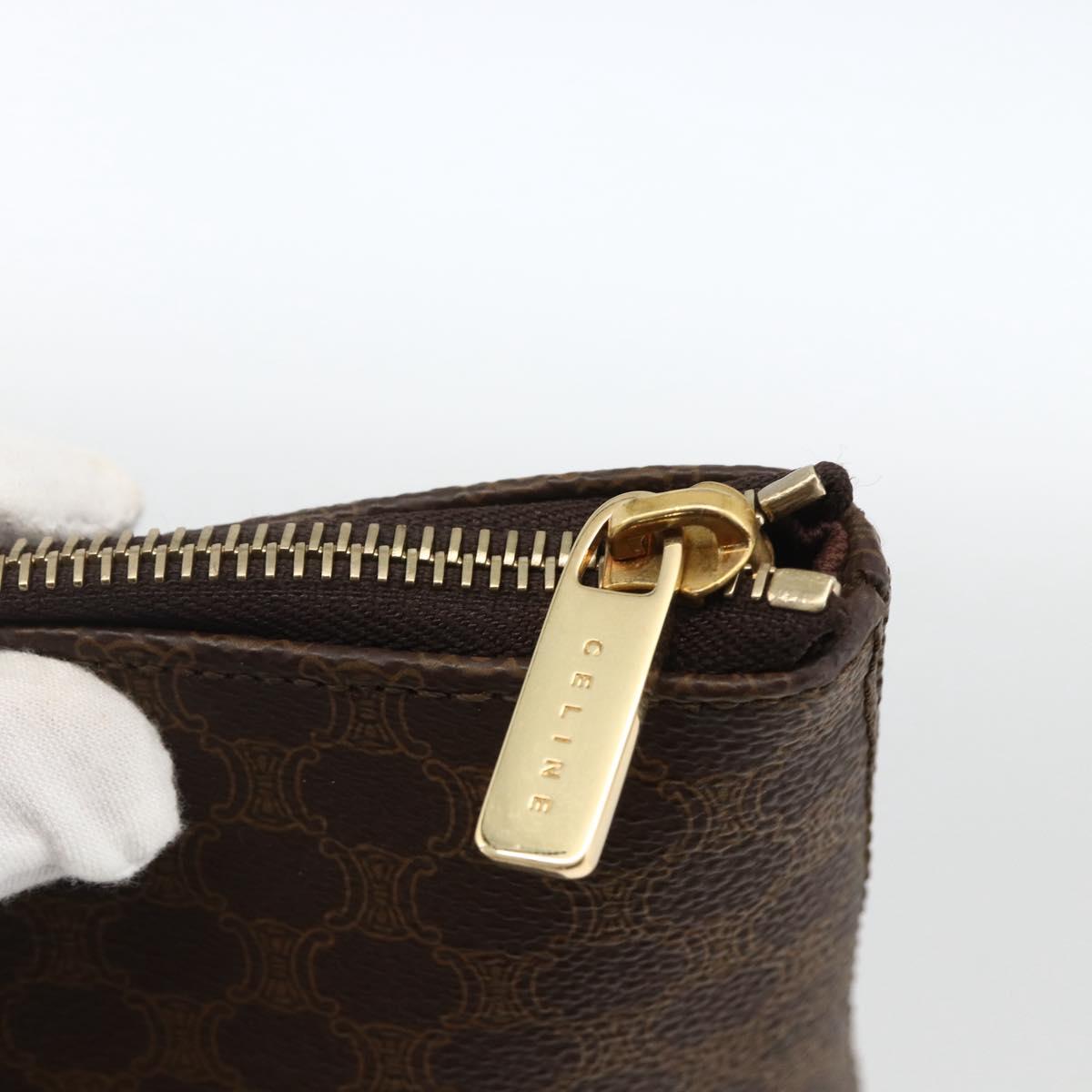 CELINE Macadam Canvas Tote Bag PVC Leather Brown Gold Auth ka2928