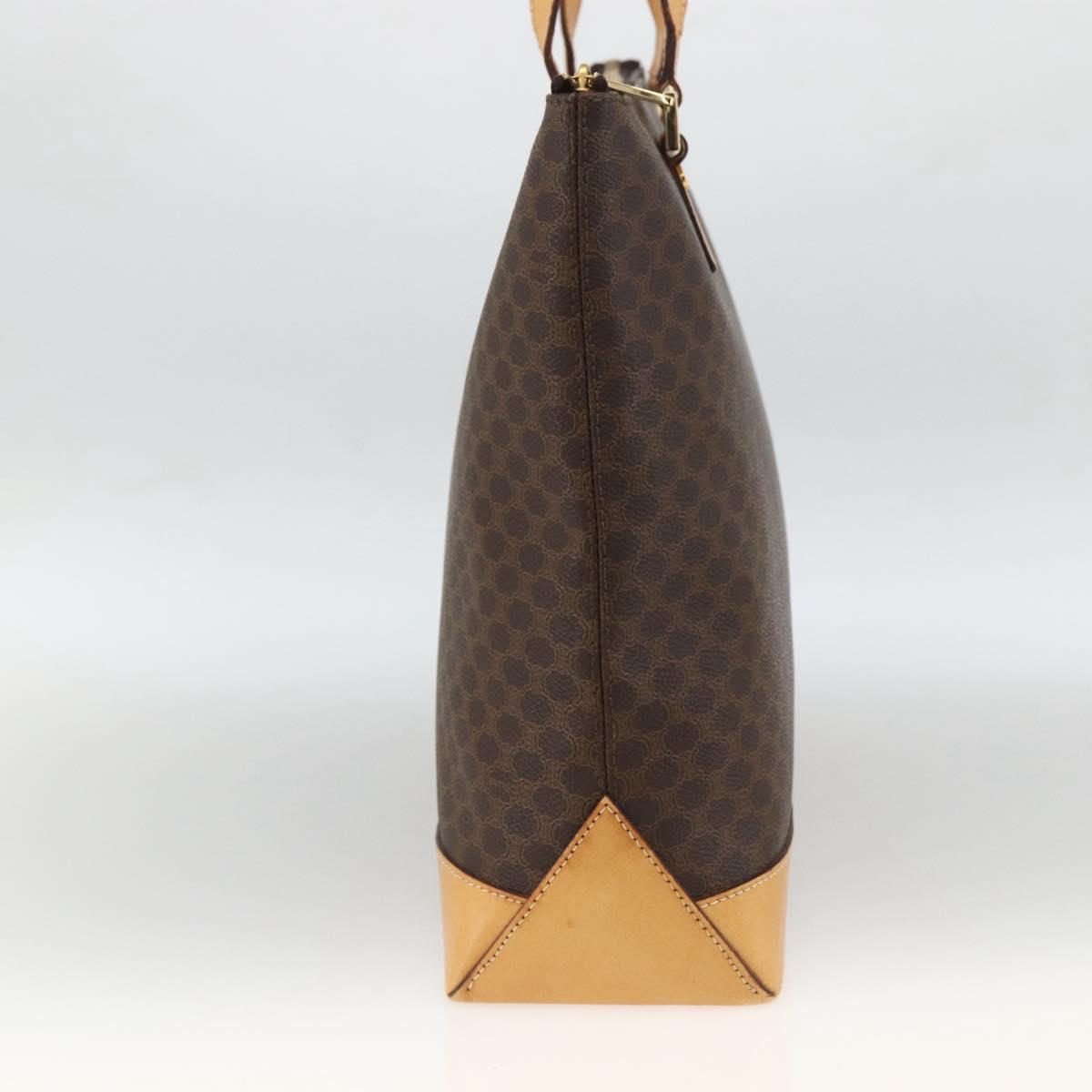 CELINE Macadam Canvas Tote Bag PVC Leather Brown Gold Auth ka2928