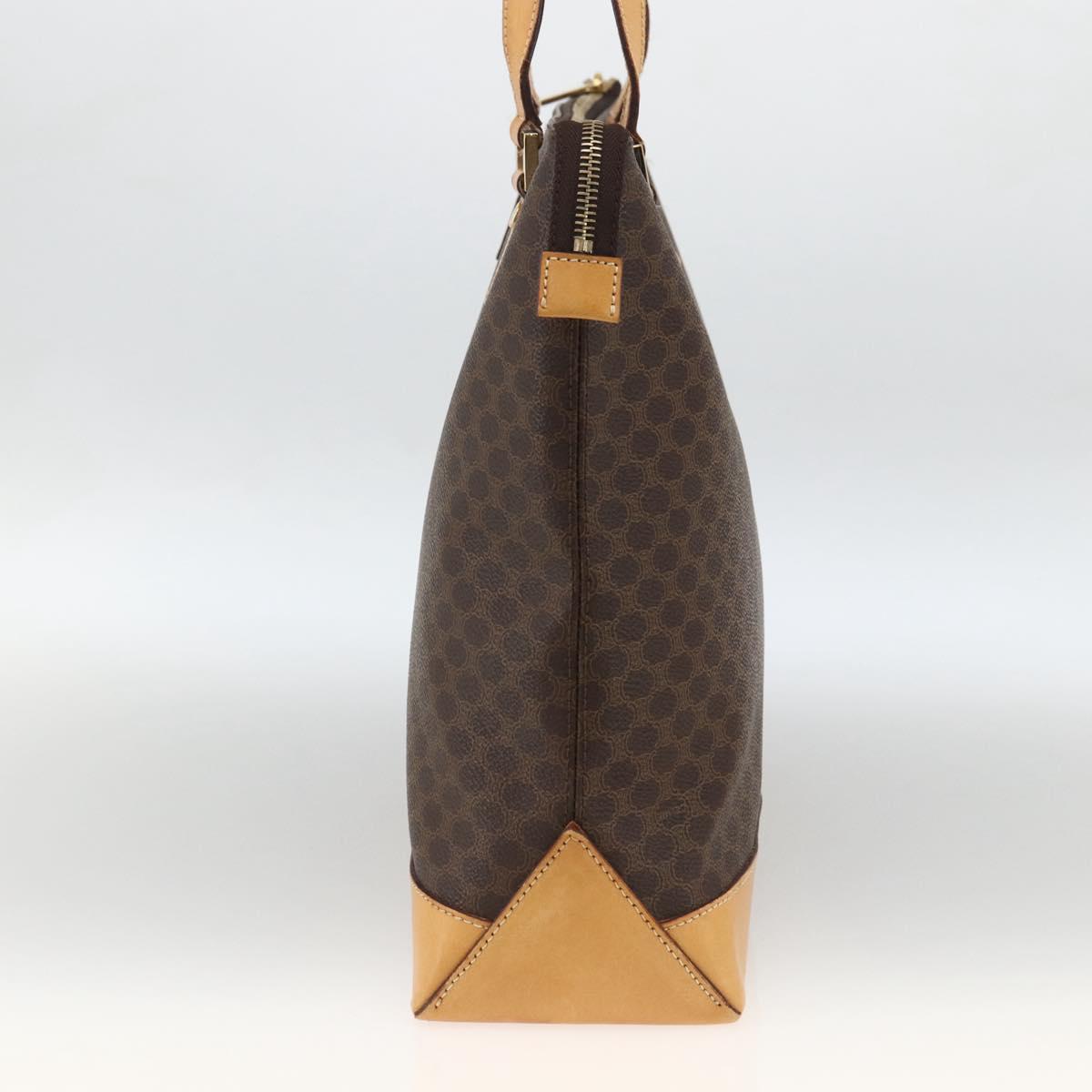 CELINE Macadam Canvas Tote Bag PVC Leather Brown Gold Auth ka2928