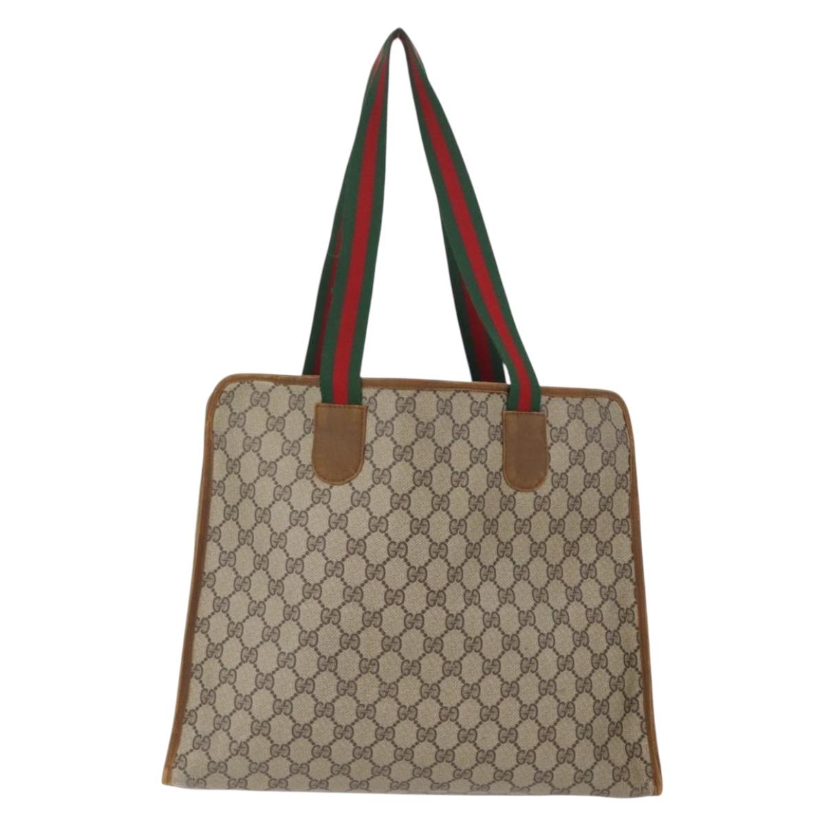 GUCCI Celine GG Supreme C Sulky Hand Bag PVC Canvas 2 Set Beige Auth ka2929