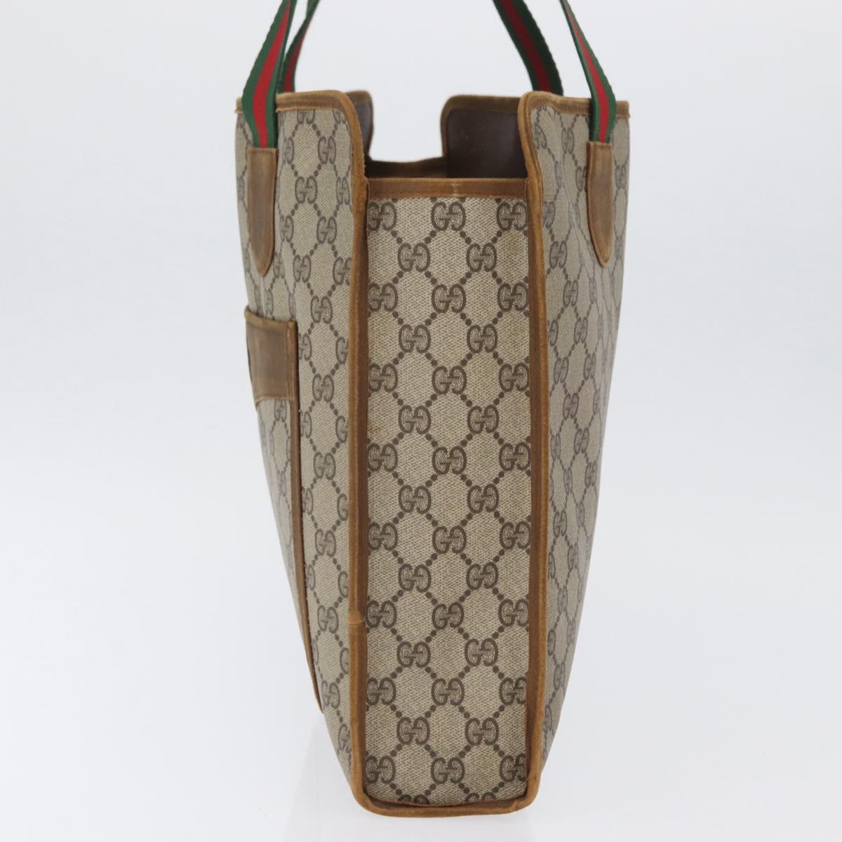GUCCI Celine GG Supreme C Sulky Hand Bag PVC Canvas 2 Set Beige Auth ka2929