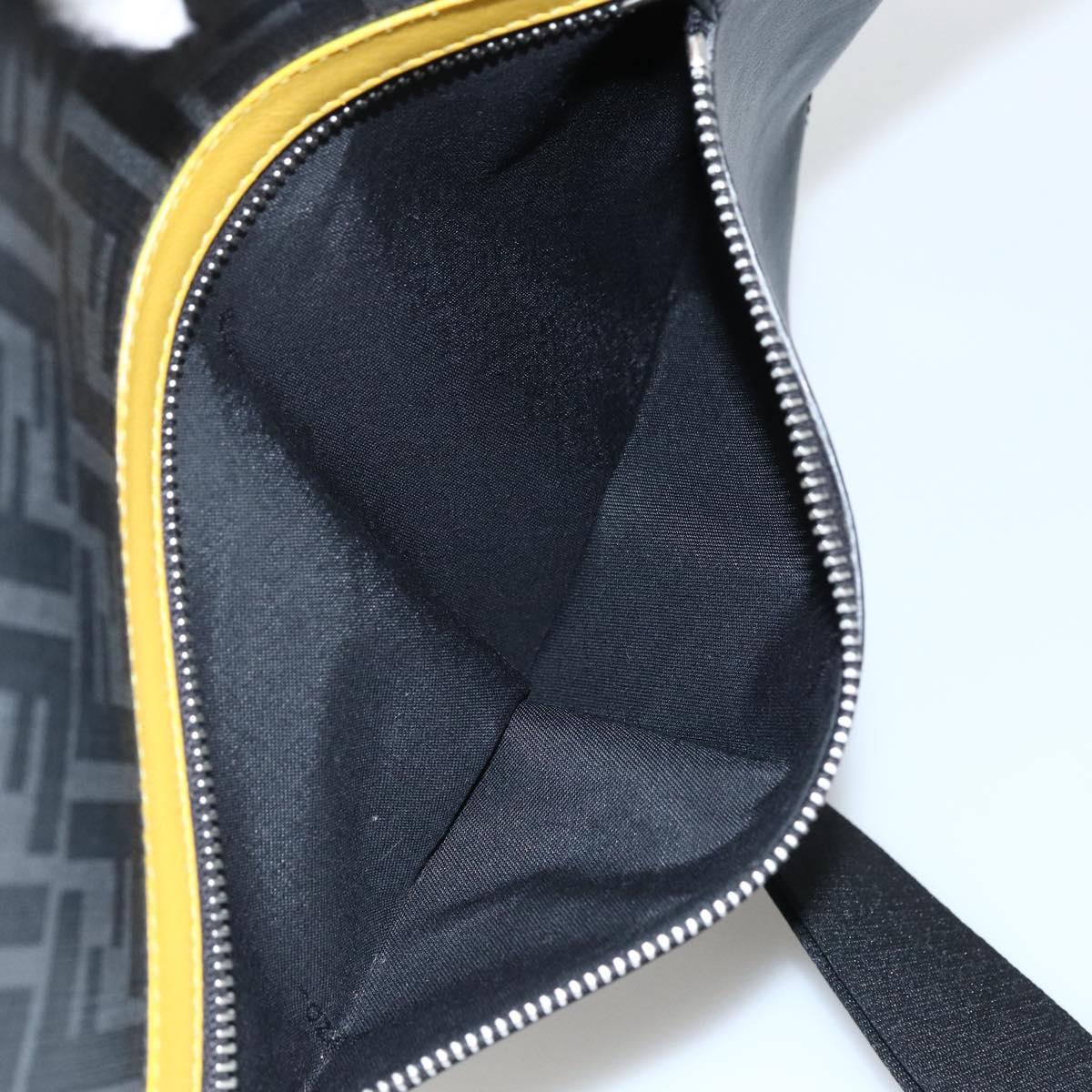 FENDI Zucca Canvas Shoulder Bag PVC Black Silver Auth ka2933