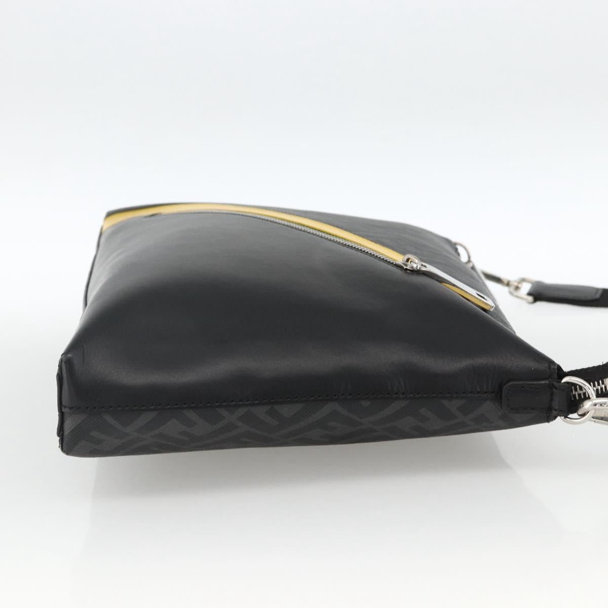 FENDI Zucca Canvas Shoulder Bag PVC Black Silver Auth ka2933