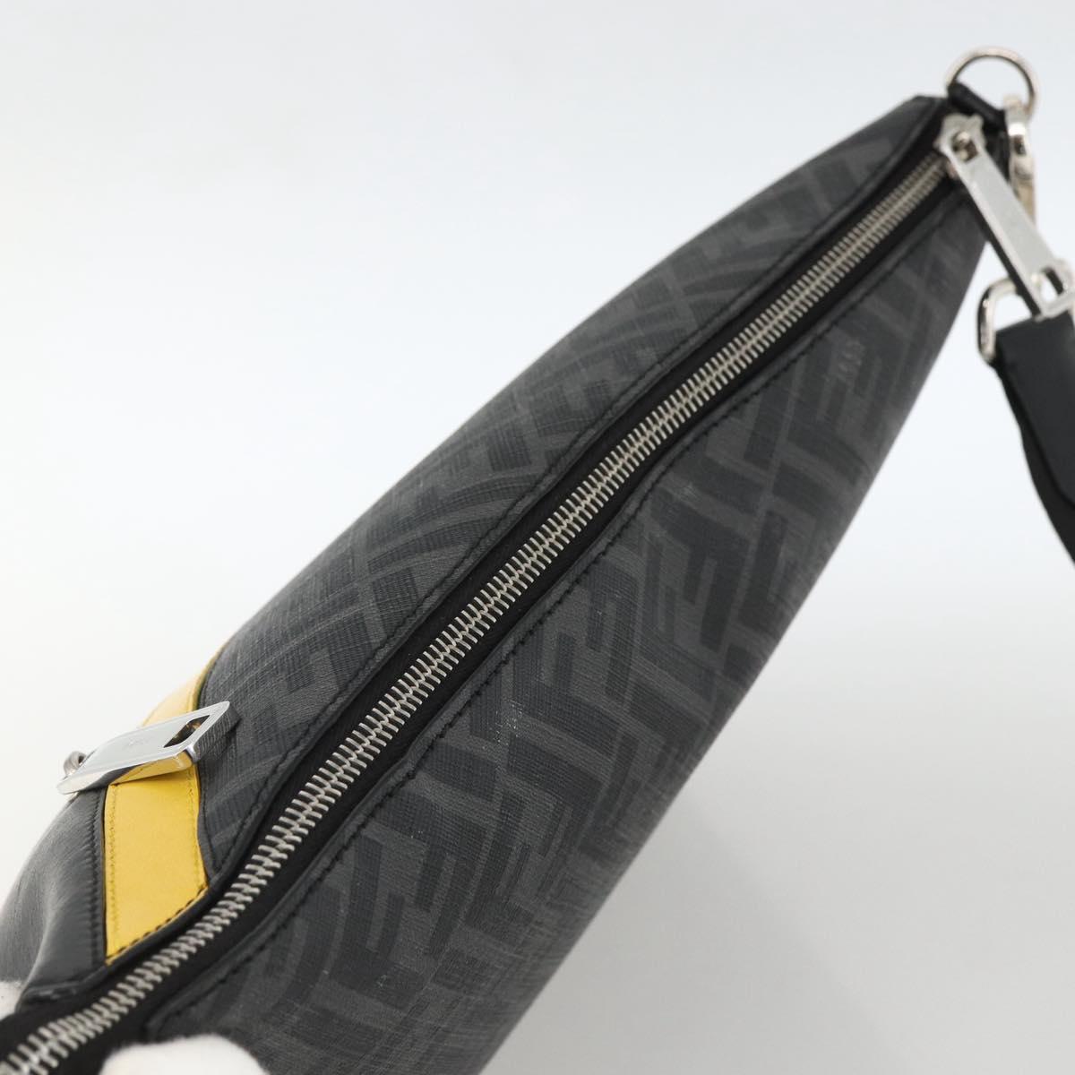 FENDI Zucca Canvas Shoulder Bag PVC Black Silver Auth ka2933