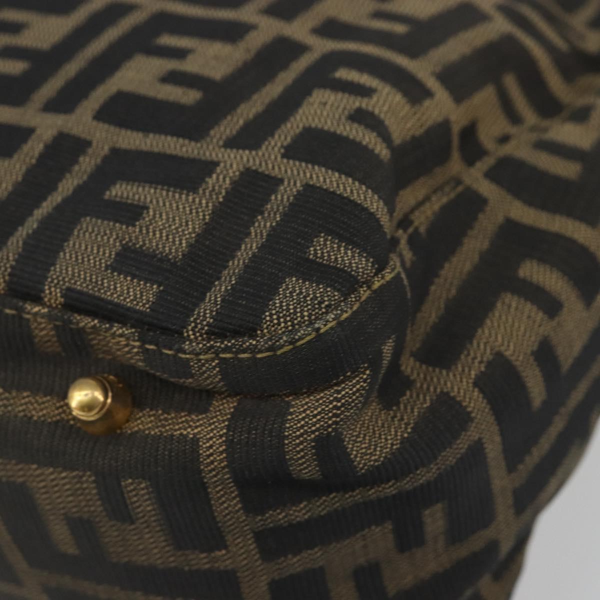FENDI Zucca Canvas Hand Bag Brown Black Auth ka2934