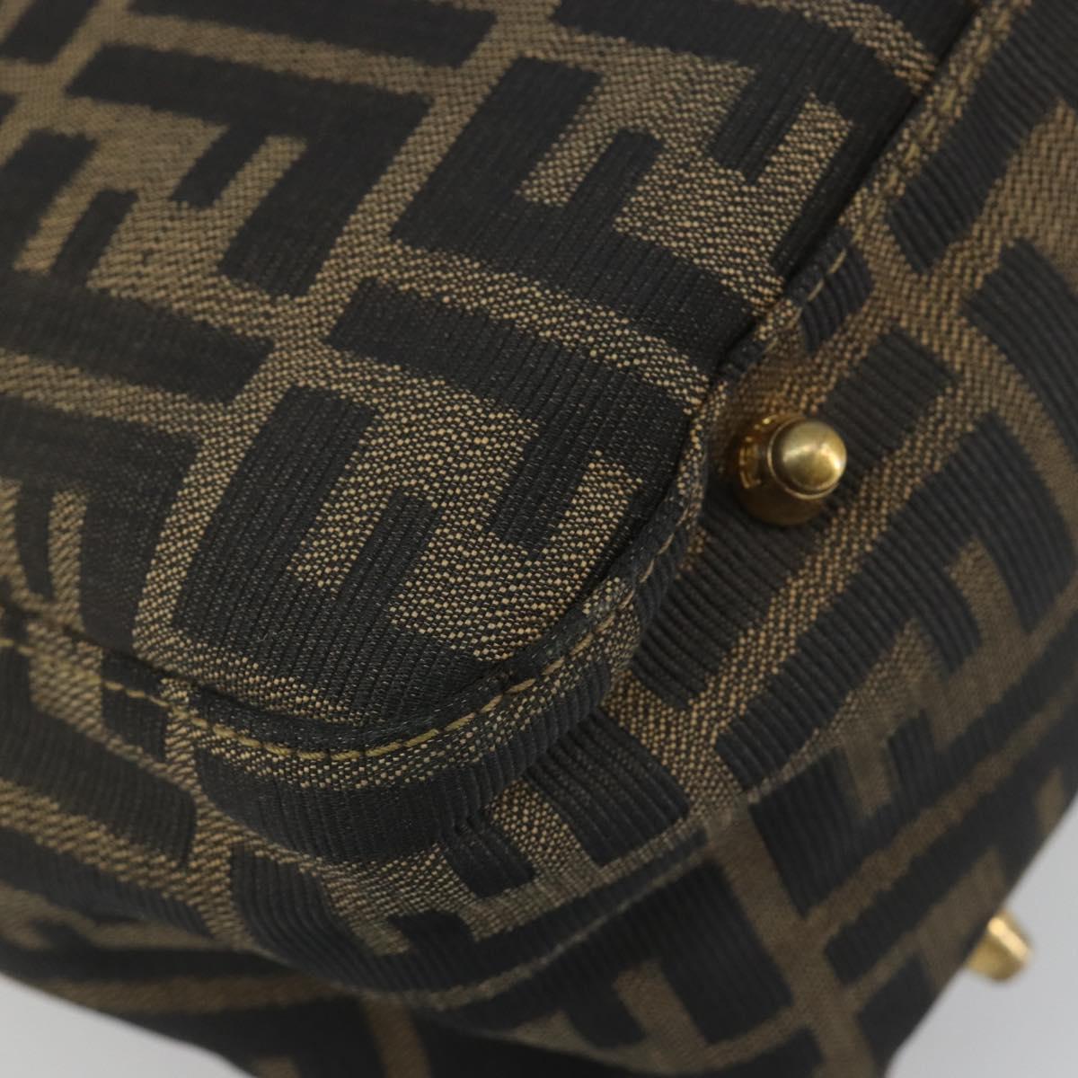 FENDI Zucca Canvas Hand Bag Brown Black Auth ka2934