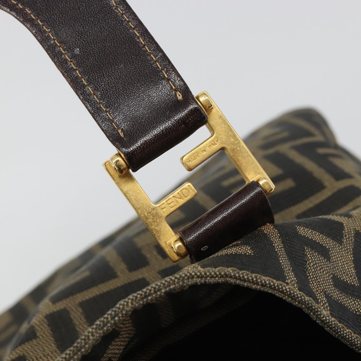 FENDI Zucca Canvas Hand Bag Brown Black Auth ka2934