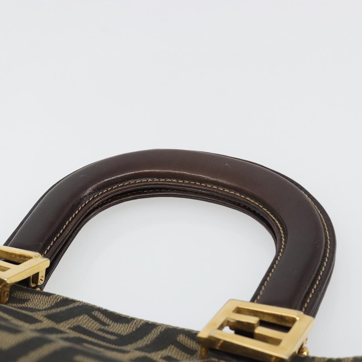 FENDI Zucca Canvas Hand Bag Brown Black Auth ka2934