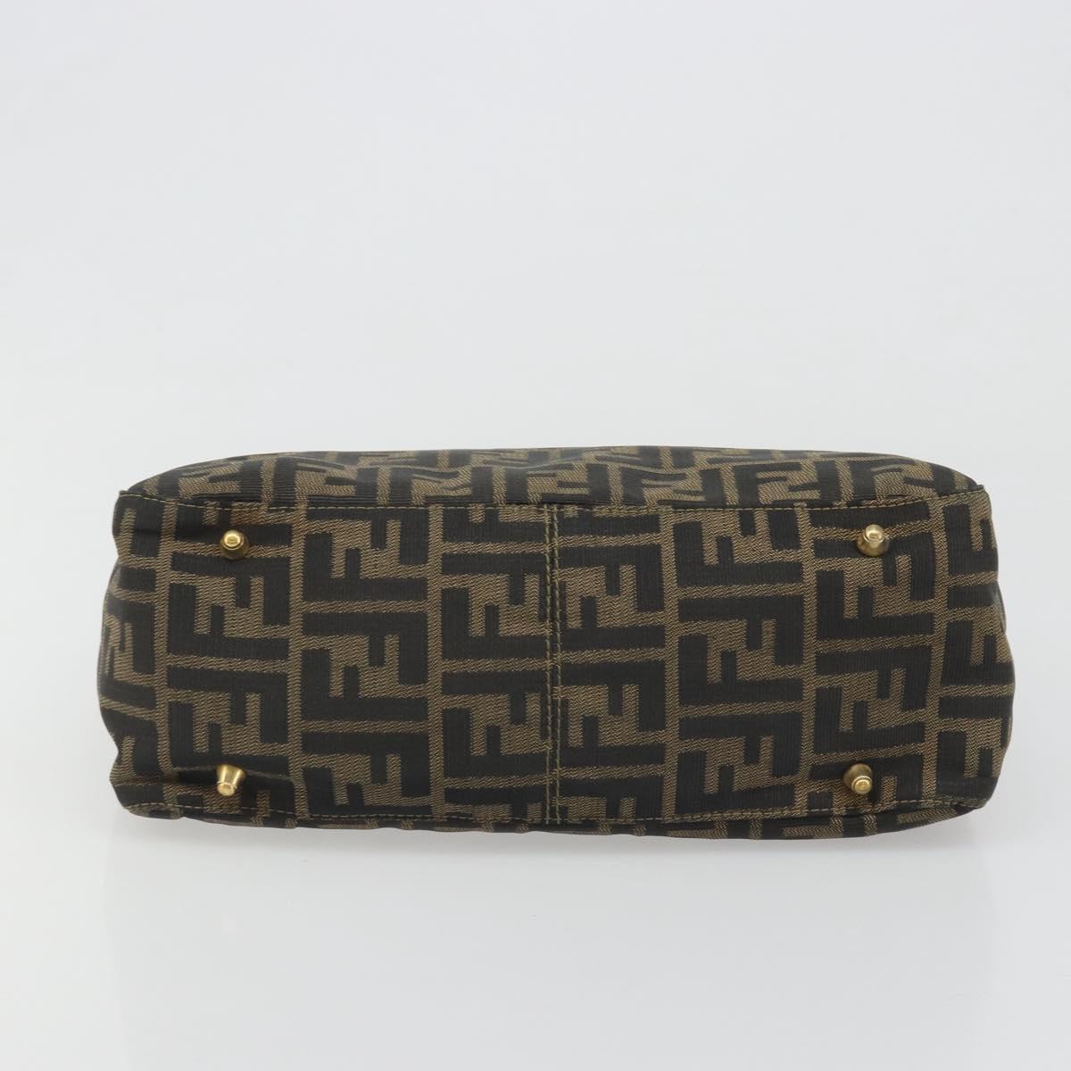 FENDI Zucca Canvas Hand Bag Brown Black Auth ka2934