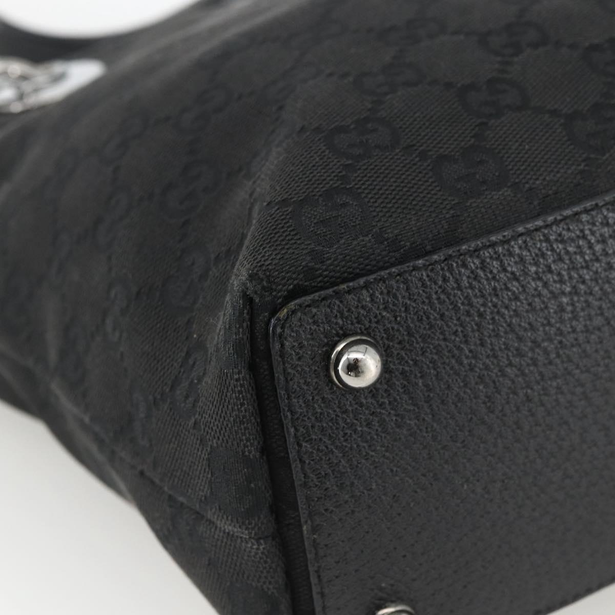 GUCCI GG Canvas Tote Bag Black Silver 120840 Auth ka2935