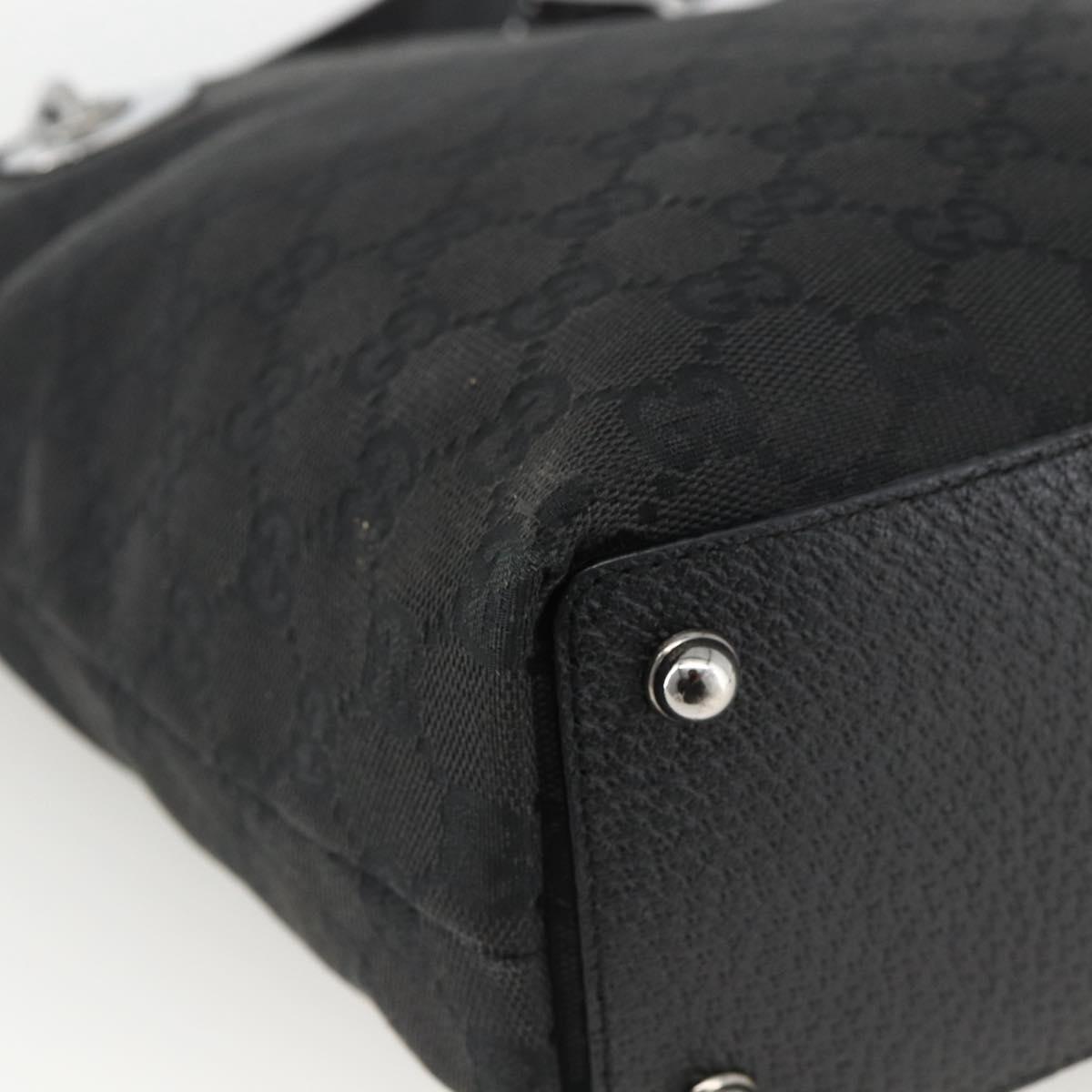 GUCCI GG Canvas Tote Bag Black Silver 120840 Auth ka2935