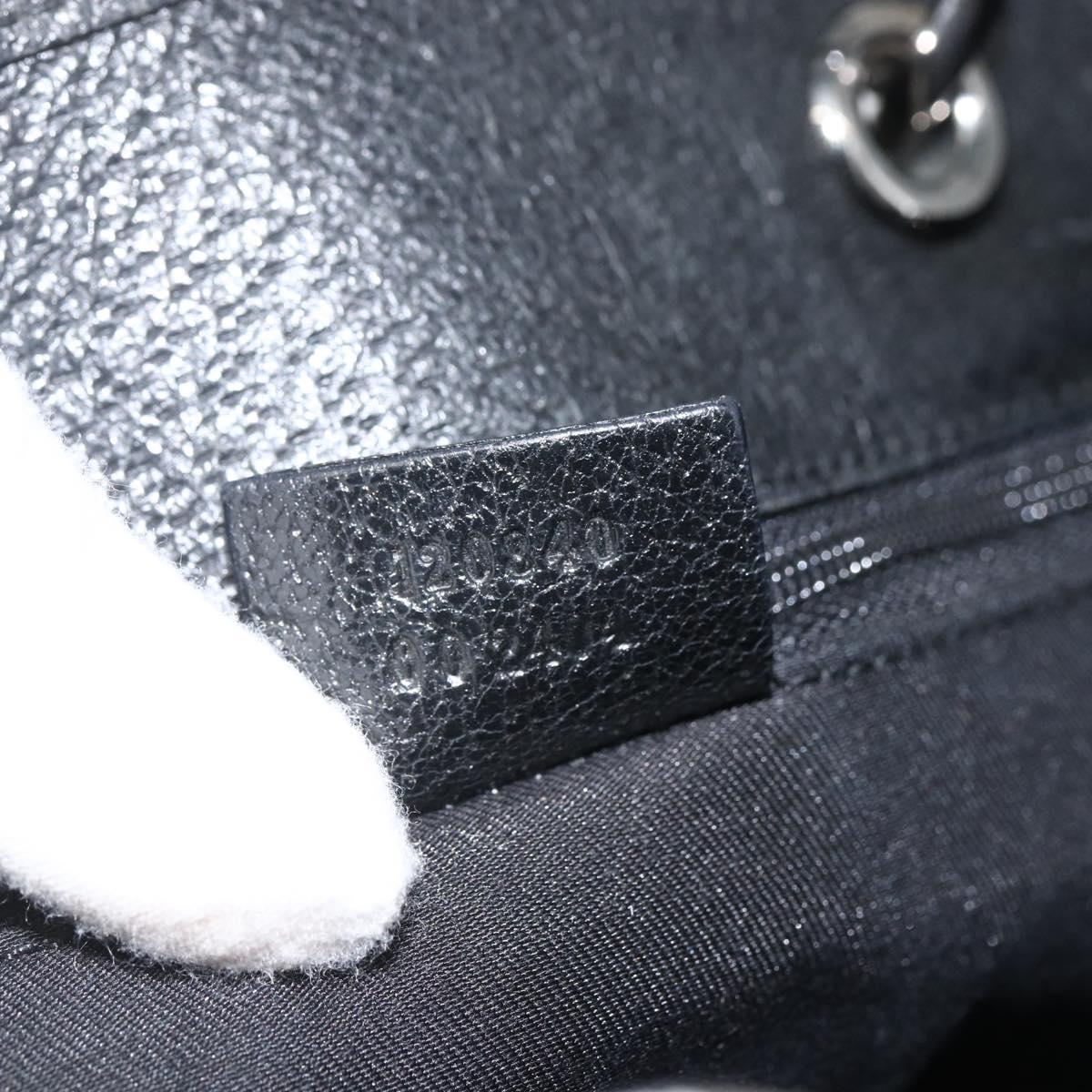 GUCCI GG Canvas Tote Bag Black Silver 120840 Auth ka2935