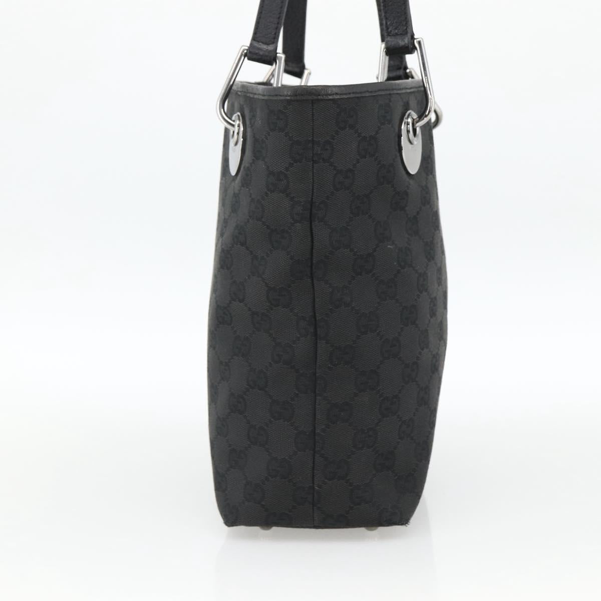 GUCCI GG Canvas Tote Bag Black Silver 120840 Auth ka2935
