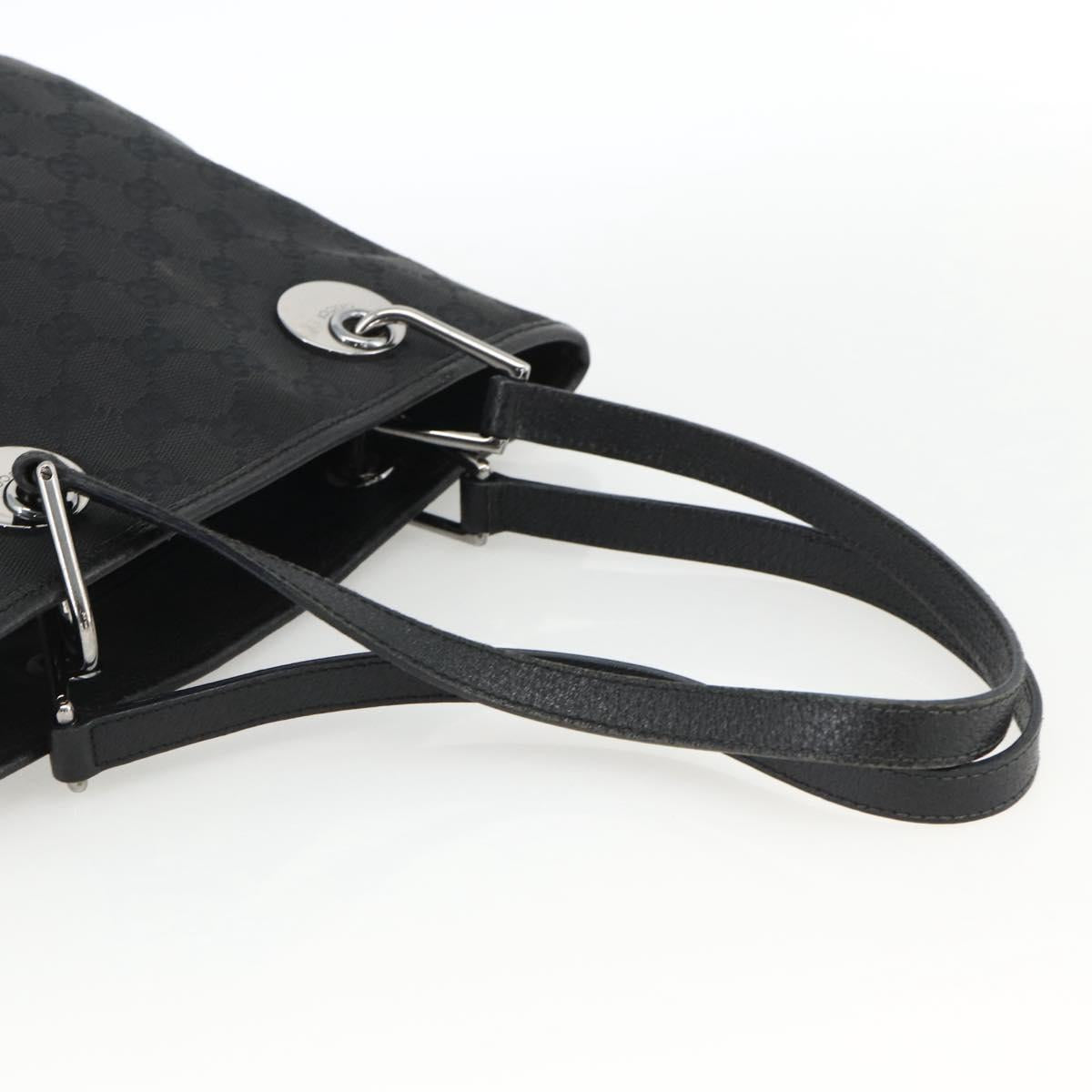 GUCCI GG Canvas Tote Bag Black Silver 120840 Auth ka2935