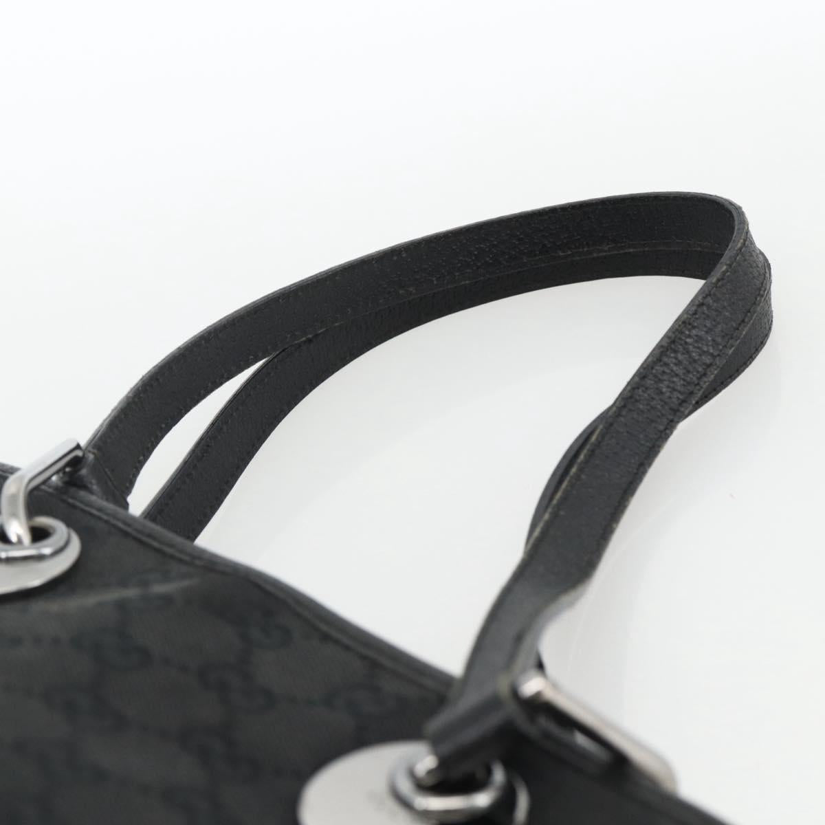 GUCCI GG Canvas Tote Bag Black Silver 120840 Auth ka2935
