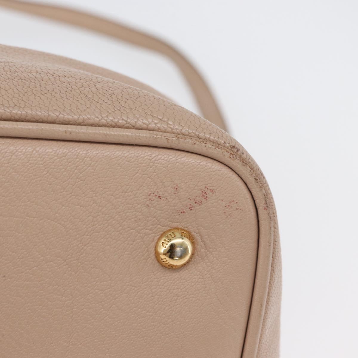 Miu Miu Hand Bag Leather 2way Pink Gold Auth ka2936