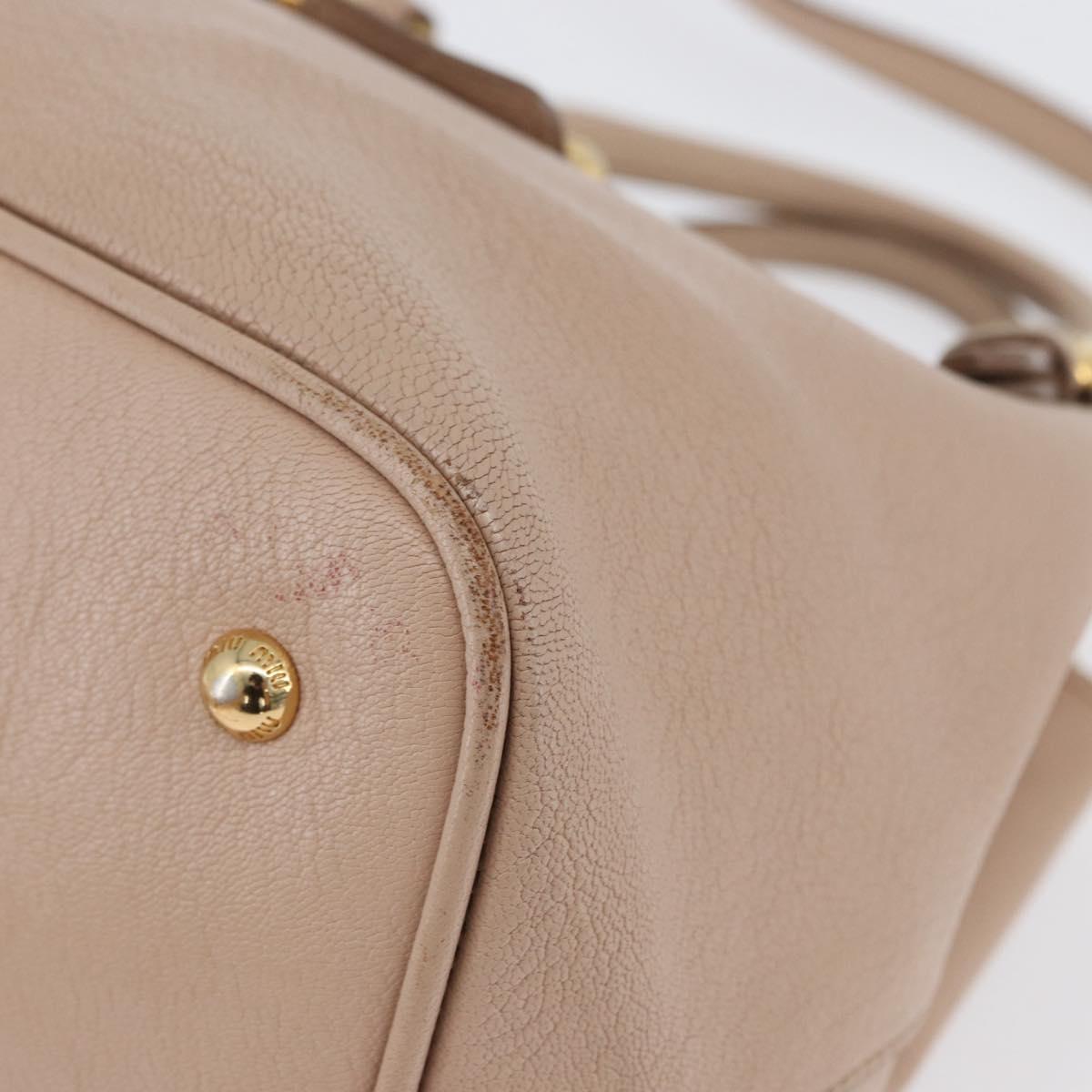 Miu Miu Hand Bag Leather 2way Pink Gold Auth ka2936