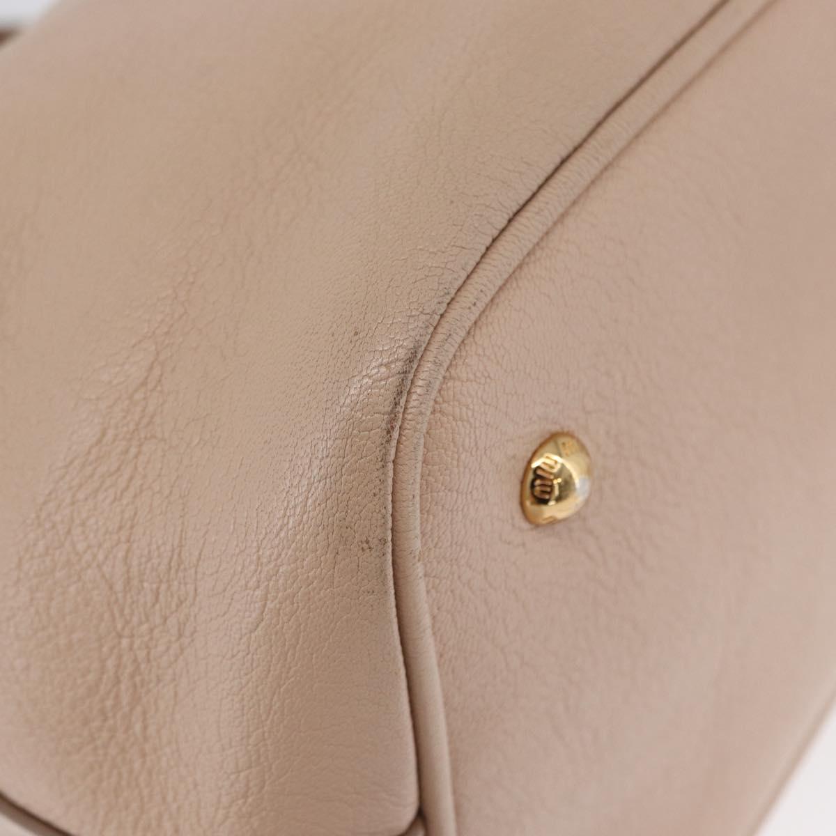 Miu Miu Hand Bag Leather 2way Pink Gold Auth ka2936