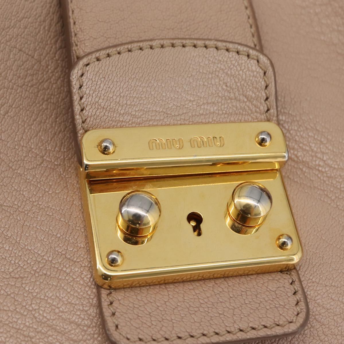 Miu Miu Hand Bag Leather 2way Pink Gold Auth ka2936