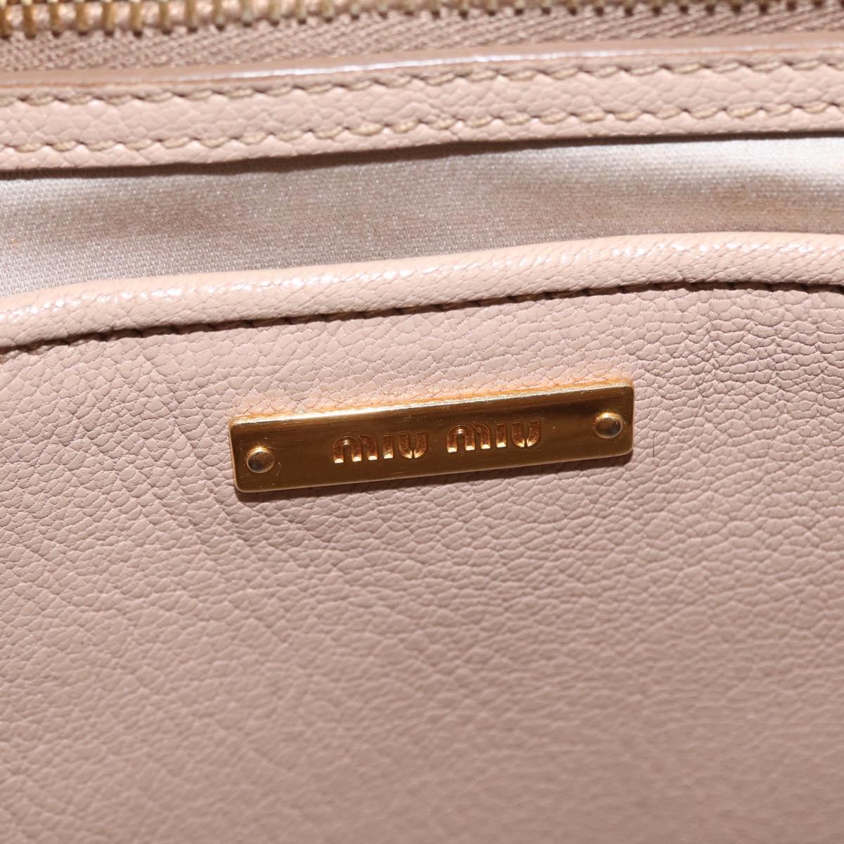 Miu Miu Hand Bag Leather 2way Pink Gold Auth ka2936