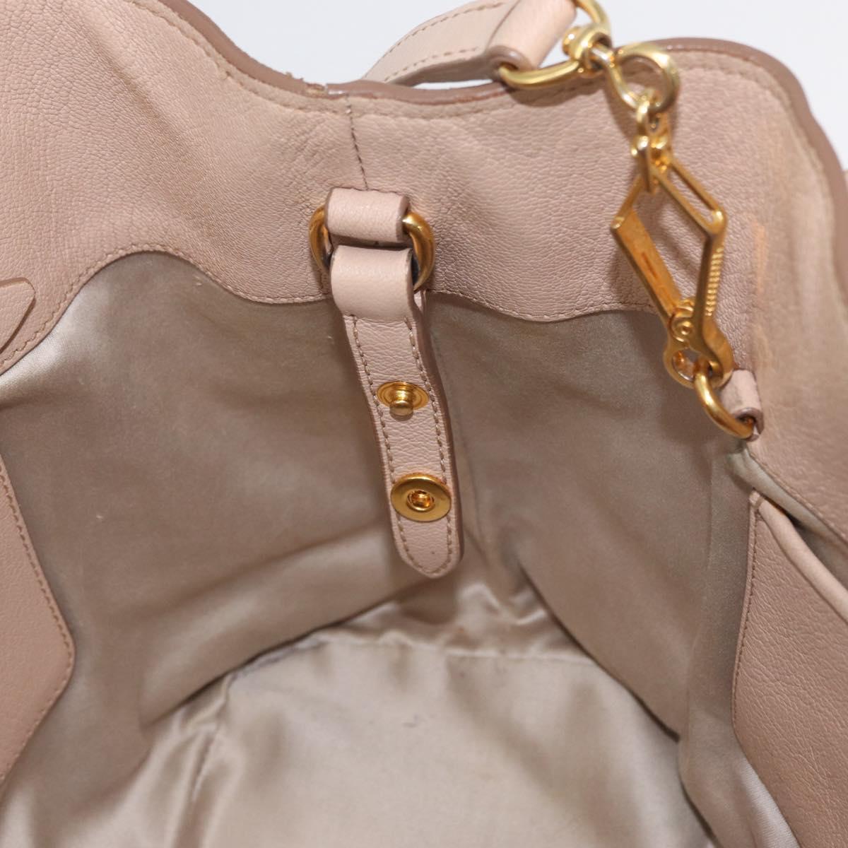 Miu Miu Hand Bag Leather 2way Pink Gold Auth ka2936