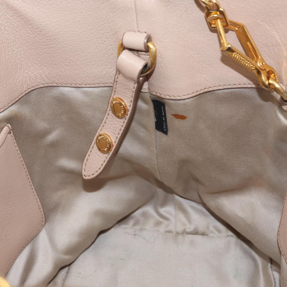 Miu Miu Hand Bag Leather 2way Pink Gold Auth ka2936