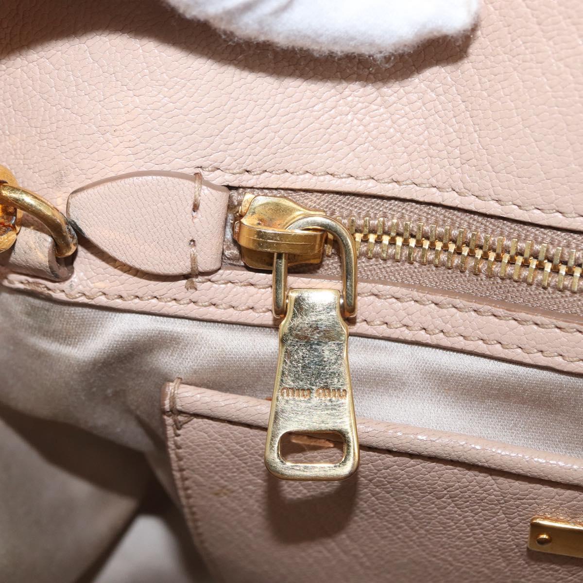 Miu Miu Hand Bag Leather 2way Pink Gold Auth ka2936