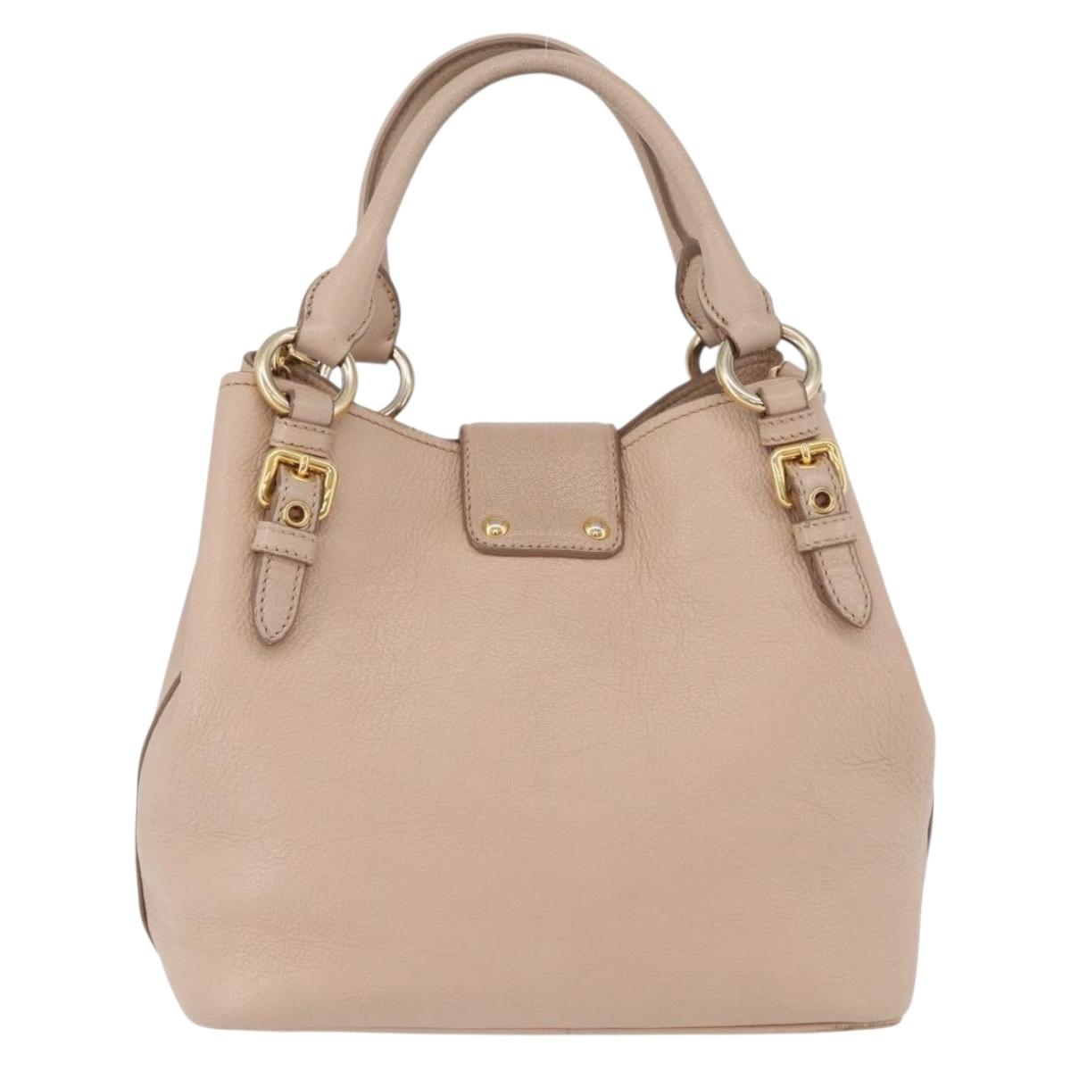 Miu Miu Hand Bag Leather 2way Pink Gold Auth ka2936