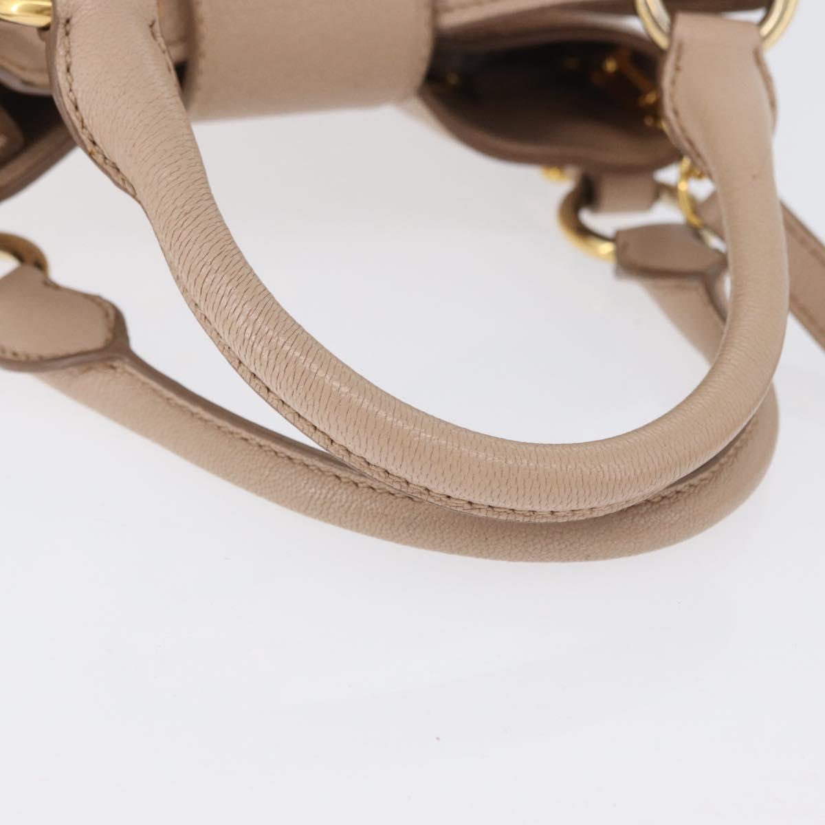 Miu Miu Hand Bag Leather 2way Pink Gold Auth ka2936