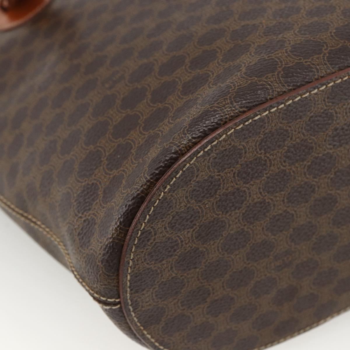 CELINE Macadam Canvas Tote Bag PVC Leather Brown Gold Auth ka2937