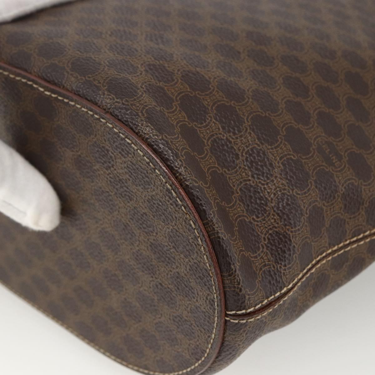 CELINE Macadam Canvas Tote Bag PVC Leather Brown Gold Auth ka2937