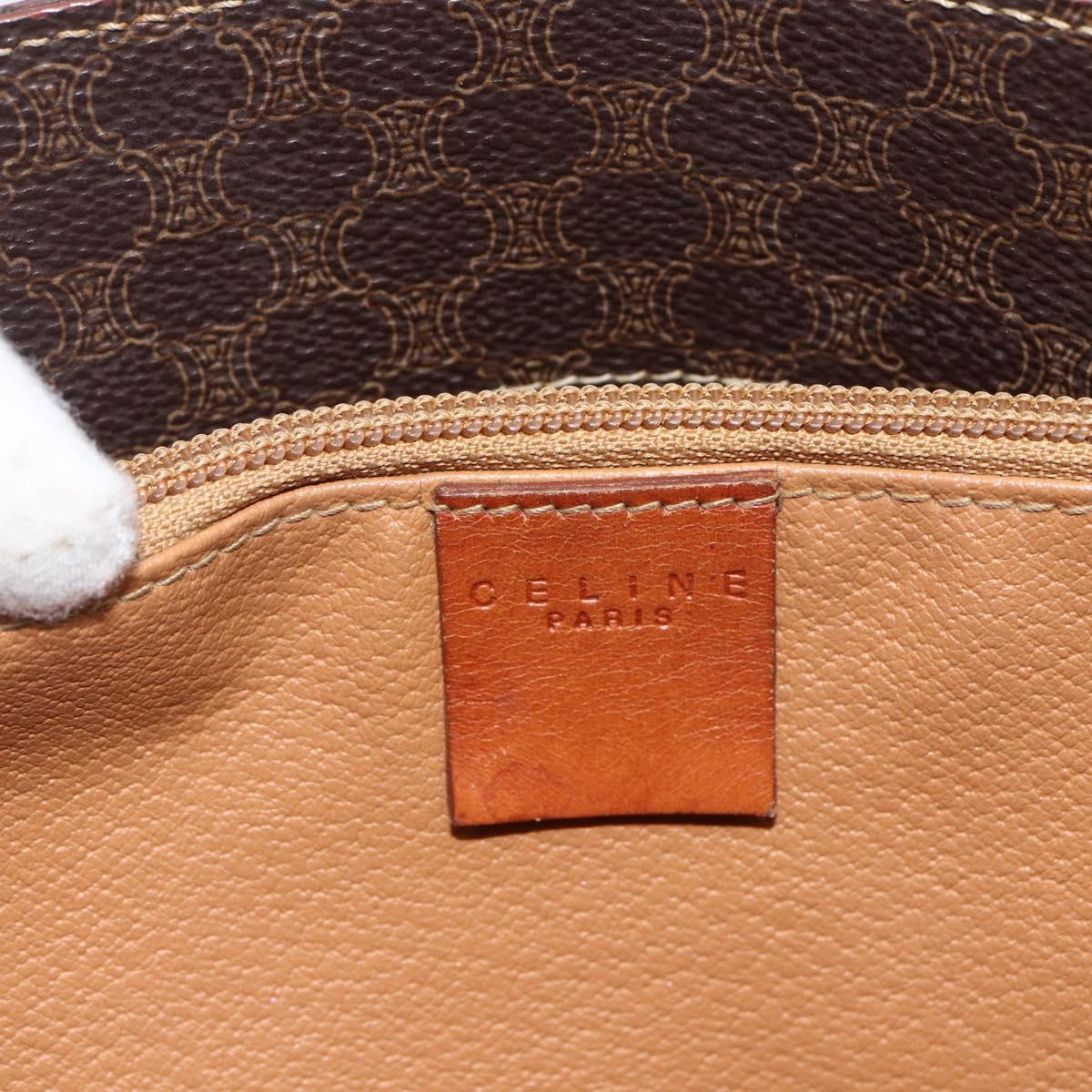 CELINE Macadam Canvas Tote Bag PVC Leather Brown Gold Auth ka2937