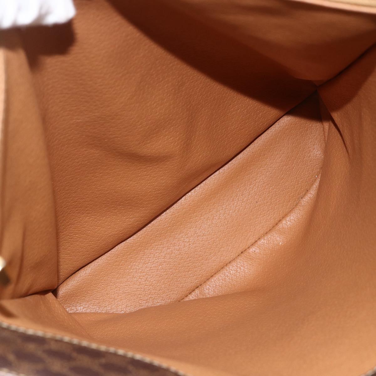 CELINE Macadam Canvas Tote Bag PVC Leather Brown Gold Auth ka2937