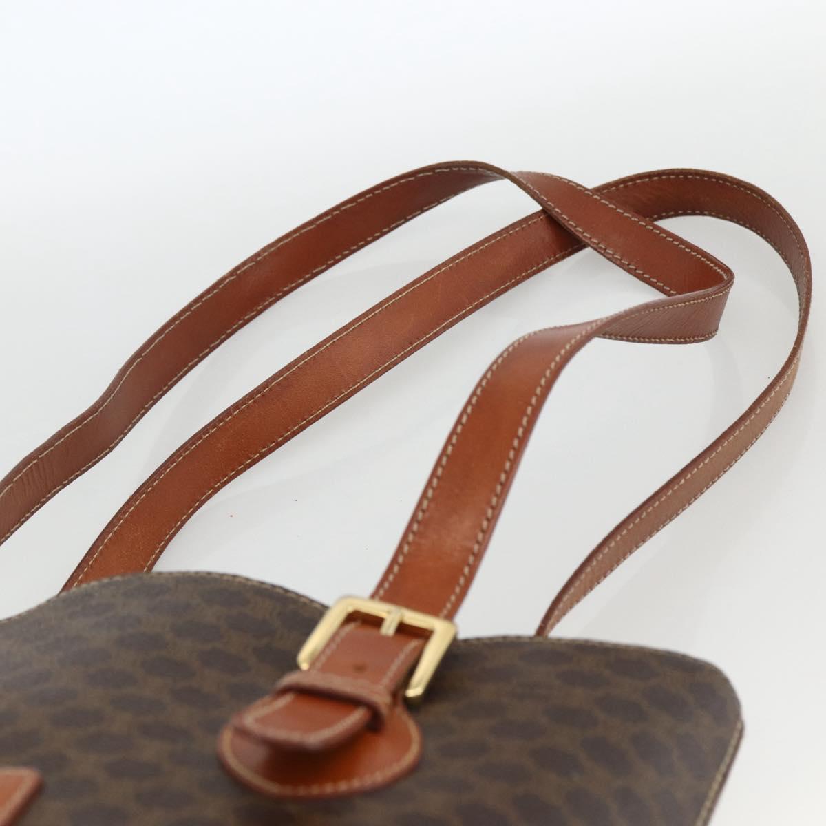 CELINE Macadam Canvas Tote Bag PVC Leather Brown Gold Auth ka2937