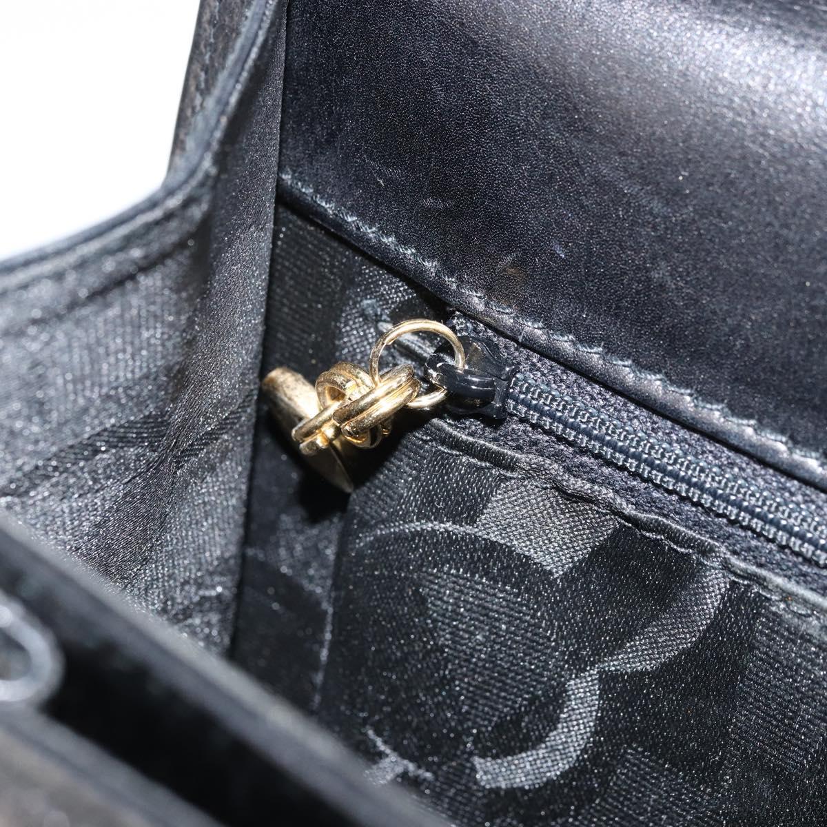 Salvatore Ferragamo Gancini Hand Bag Leather Black Gold Auth ka2938