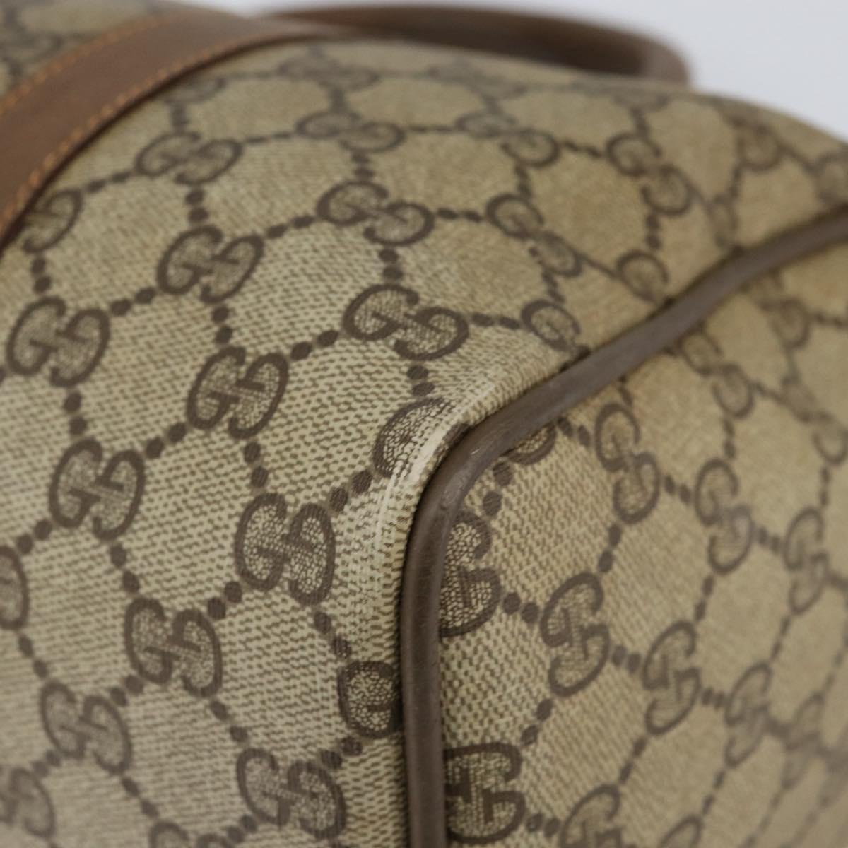 GUCCI GG Supreme Web Sherry Line Hand Bag PVC Beige Gold 58 02 007 Auth ka294