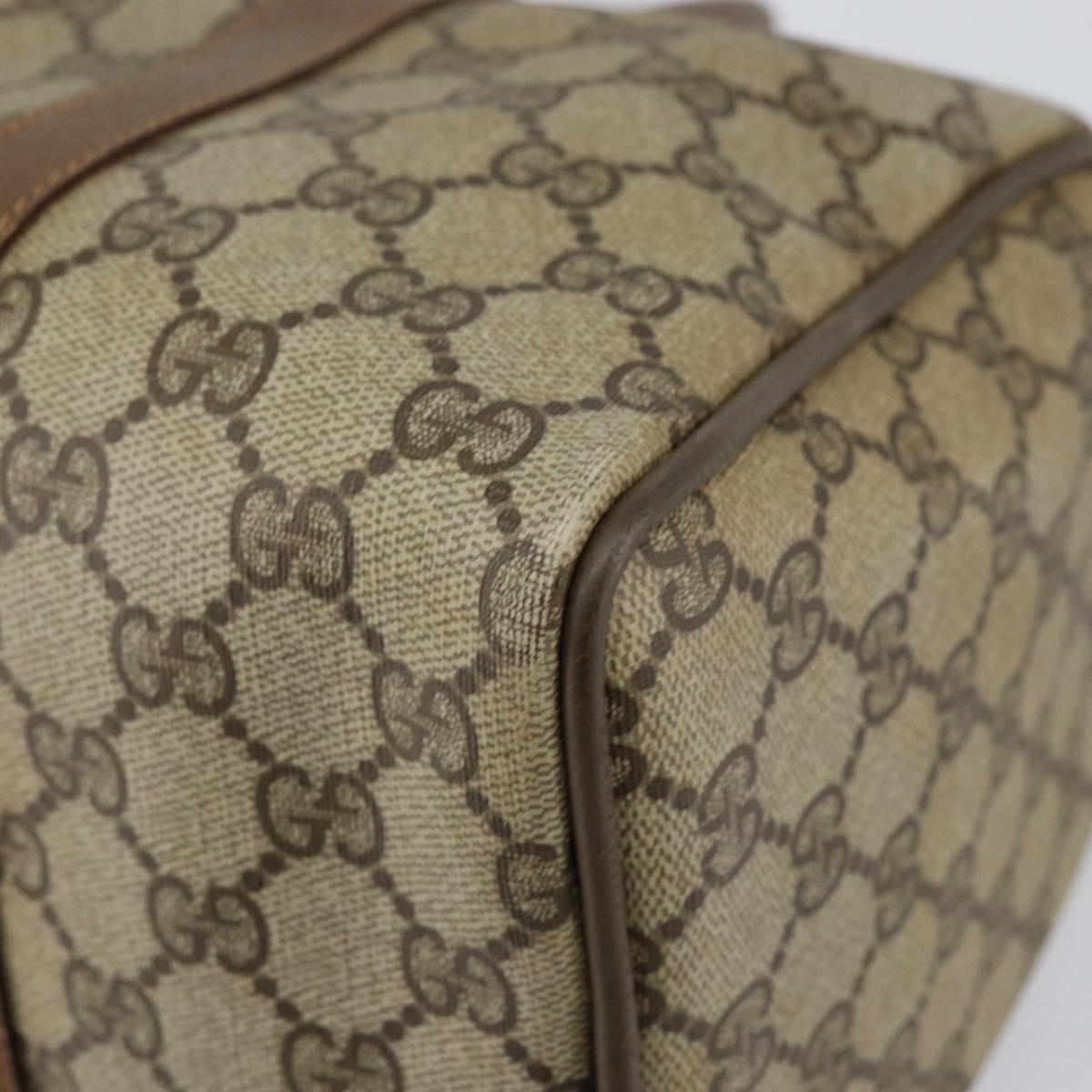 GUCCI GG Supreme Web Sherry Line Hand Bag PVC Beige Gold 58 02 007 Auth ka294