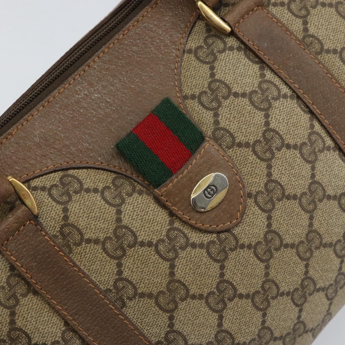 GUCCI GG Supreme Web Sherry Line Hand Bag PVC Beige Gold 58 02 007 Auth ka294