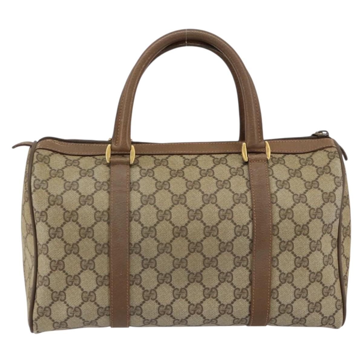 GUCCI GG Supreme Web Sherry Line Hand Bag PVC Beige Gold 58 02 007 Auth ka294