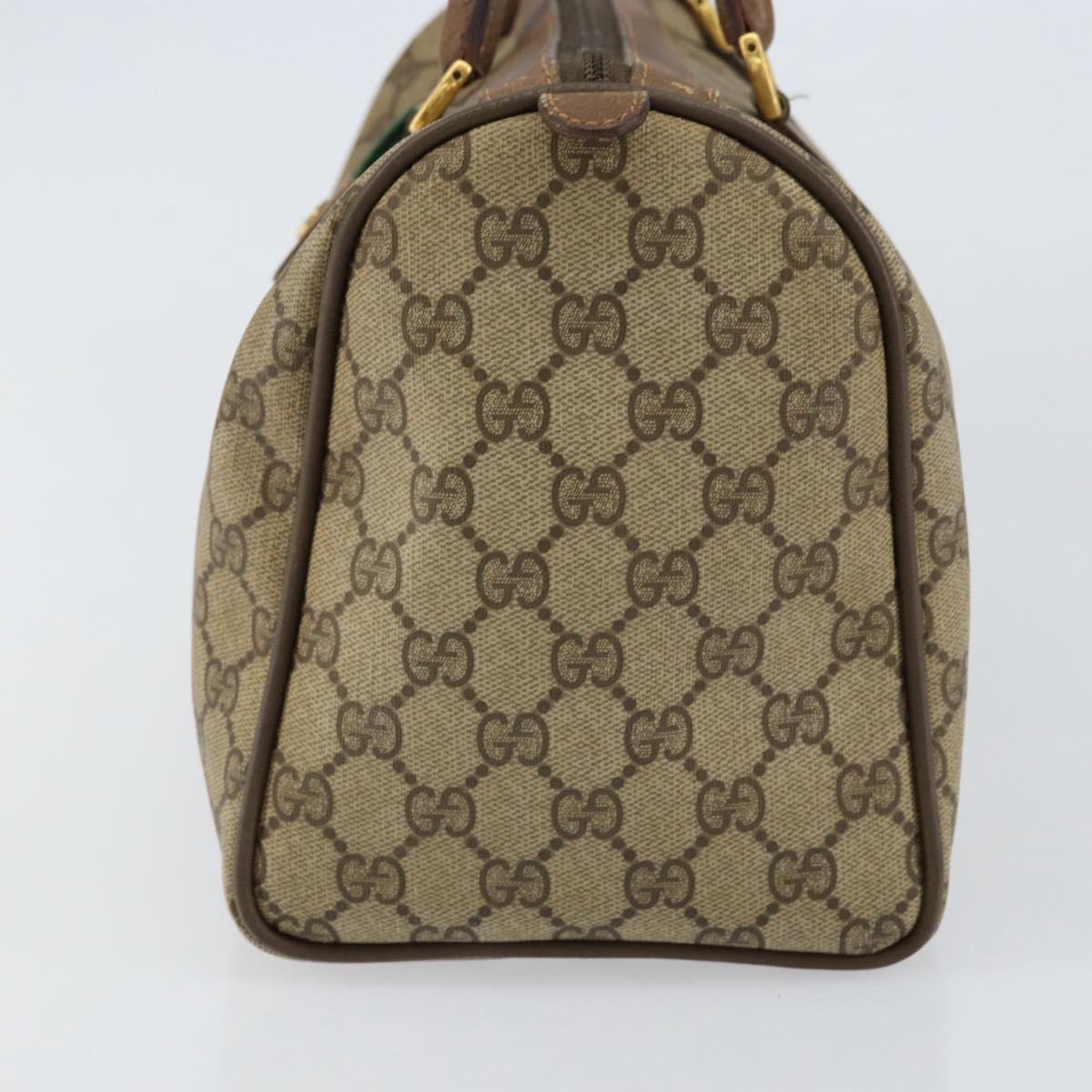 GUCCI GG Supreme Web Sherry Line Hand Bag PVC Beige Gold 58 02 007 Auth ka294