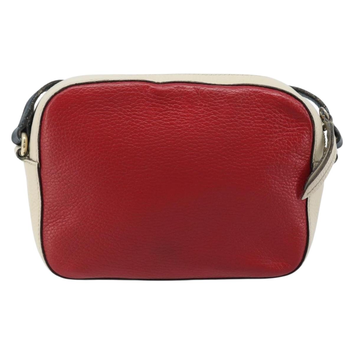 GUCCI Shoulder Bag Leather Red Gold 431567 Auth ka2941