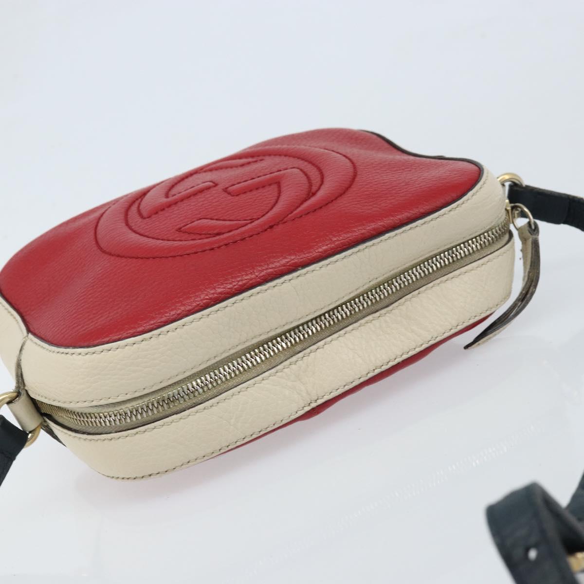 GUCCI Shoulder Bag Leather Red Gold 431567 Auth ka2941