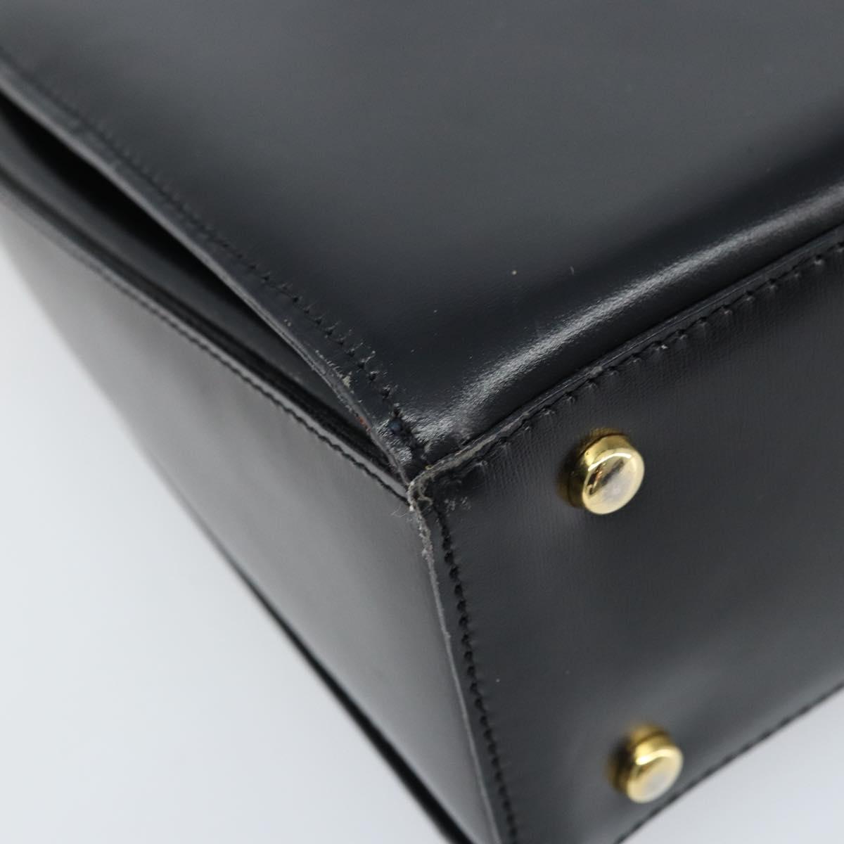 CELINE Shoulder Bag Leather Black Gold Auth ka2942