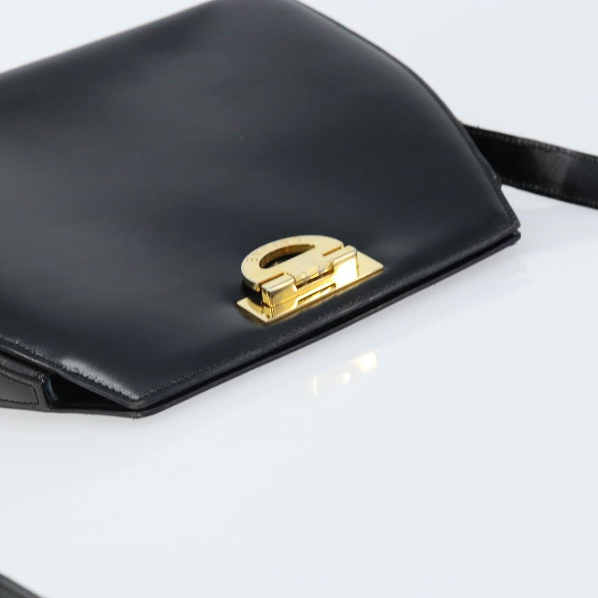 CELINE Shoulder Bag Leather Black Gold Auth ka2942