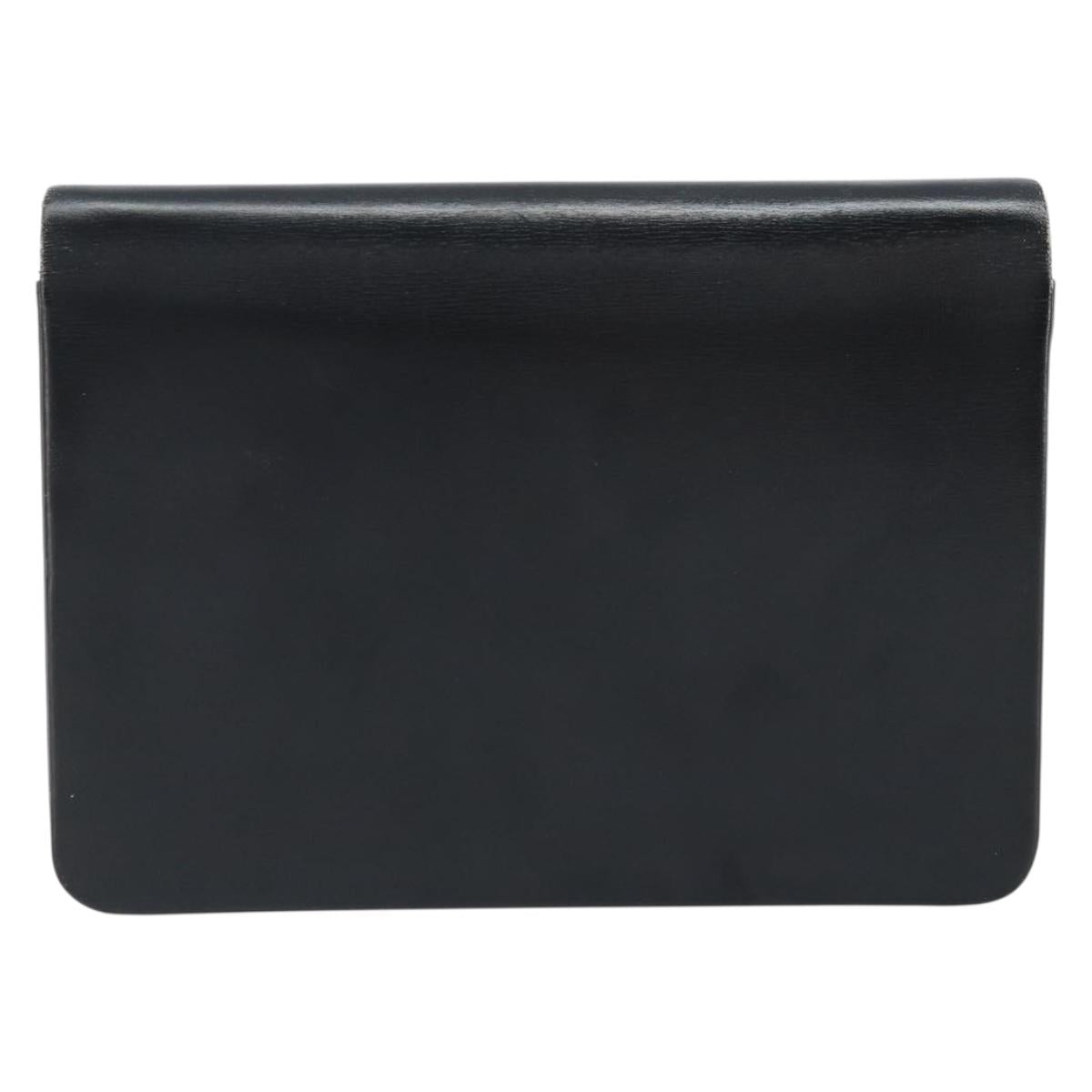 Christian Dior Chain Shoulder Bag Leather Black Gold Auth ka2947A