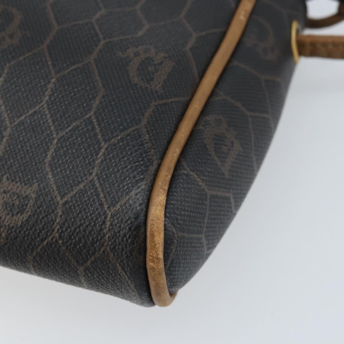 Christian Dior Honeycomb Canvas Shoulder Bag PVC Black Gold Auth ka2948