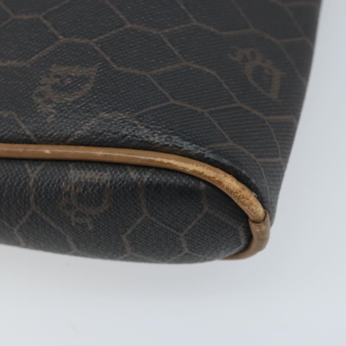 Christian Dior Honeycomb Canvas Shoulder Bag PVC Black Gold Auth ka2948